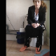 A hidden camera records a unsuspecting French girl taking a shit while sitting on a toilet in a public restroom. Vertical format video, but no audio. Over 2 minutes.